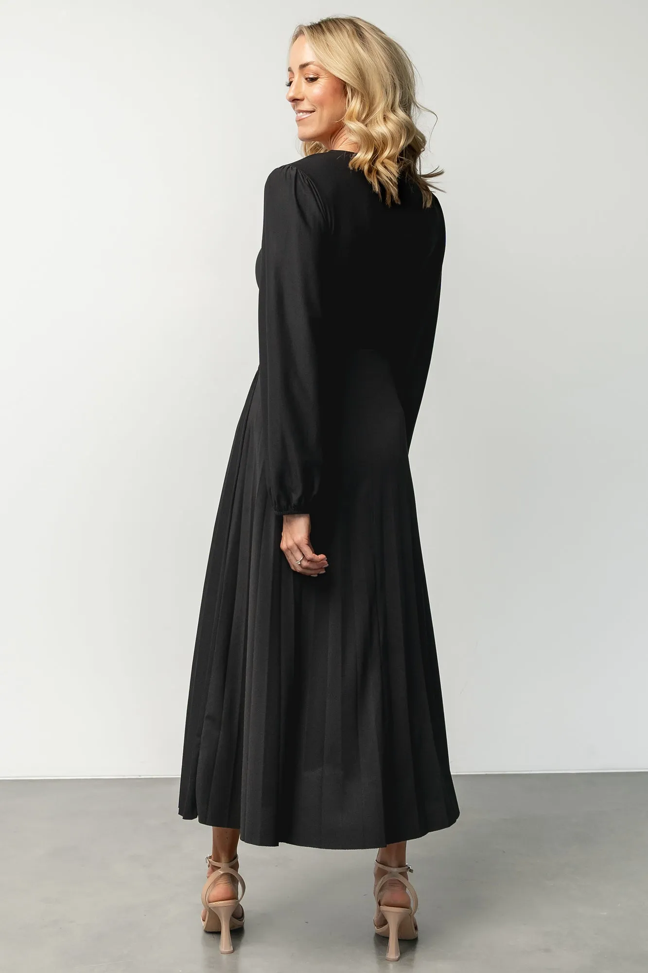 Lynda Pleated Midi Dress | Black sold by Baltic Born product image thumbnail 4