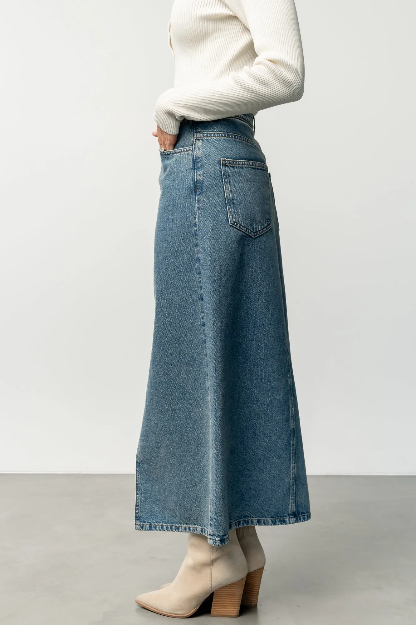Aleksa Denim Midi Skirt | Medium Wash sold by Baltic Born product image thumbnail 3