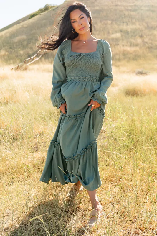 Britta Maxi Dress | Dark Sage made by In February