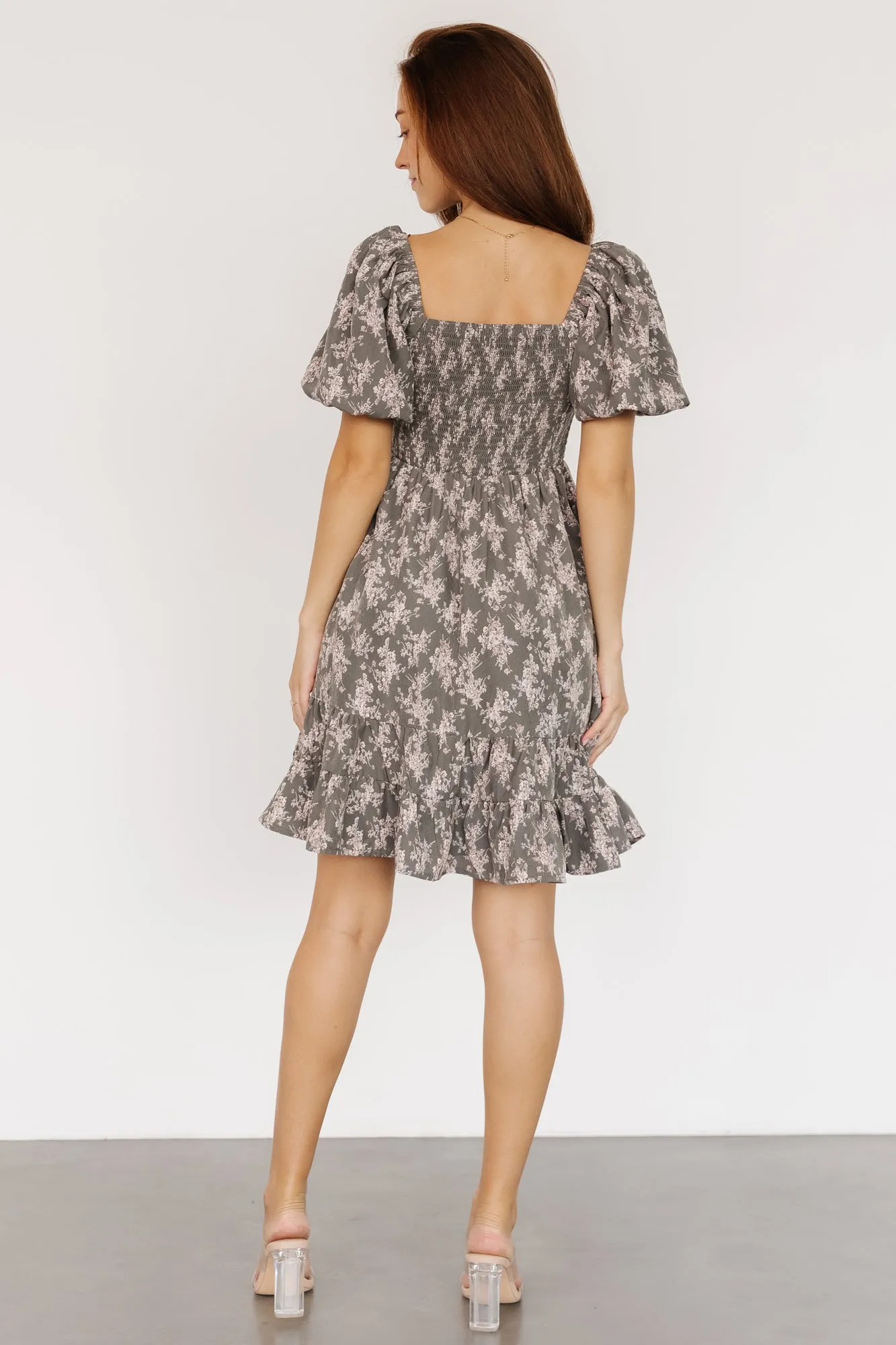 Anastasia Bow Short Dress | Dusty Olive Print sold by Baltic Born product image thumbnail 4
