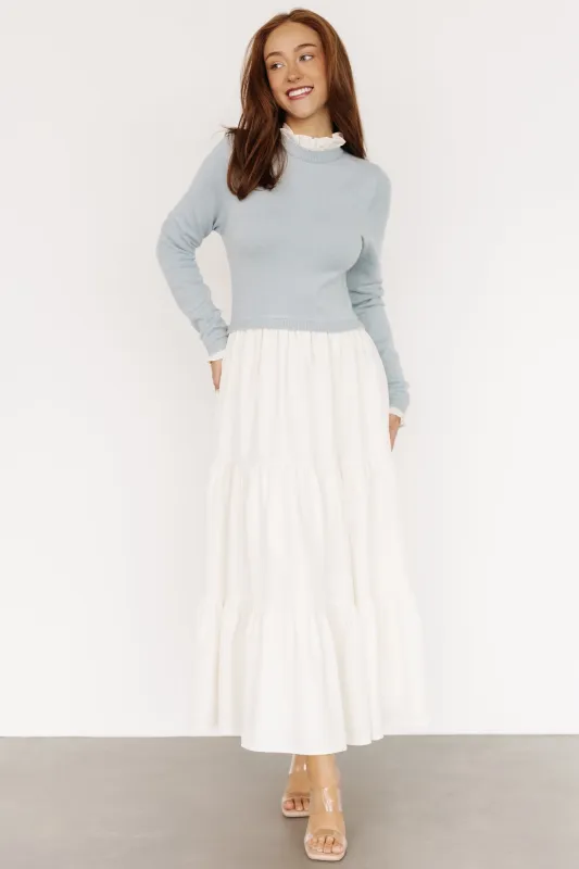 Sophie Sweater Dress | Light Blue + Ivory sold by Baltic Born