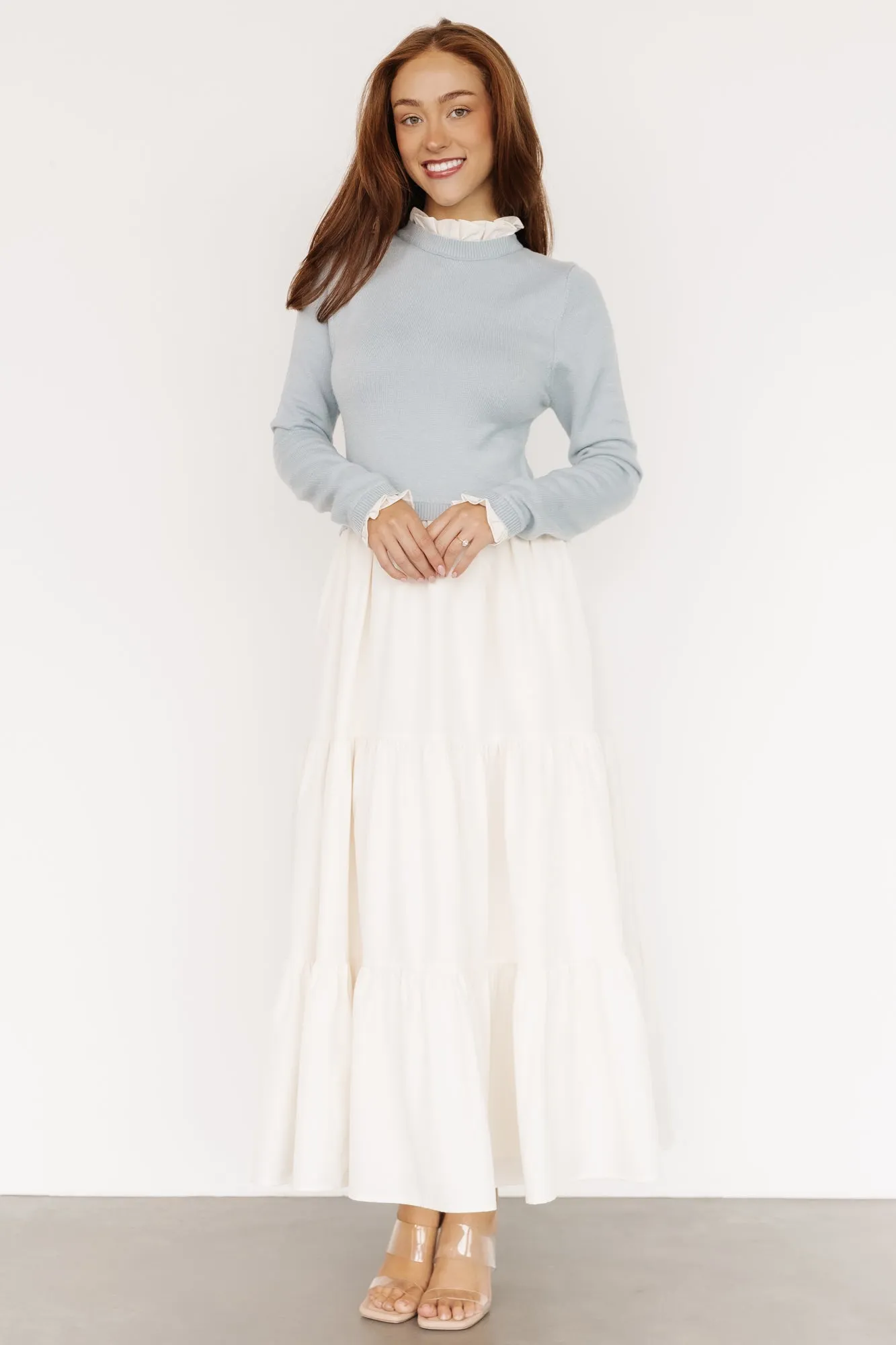 Sophie Sweater Dress | Light Blue + Ivory sold by Baltic Born product image thumbnail 5