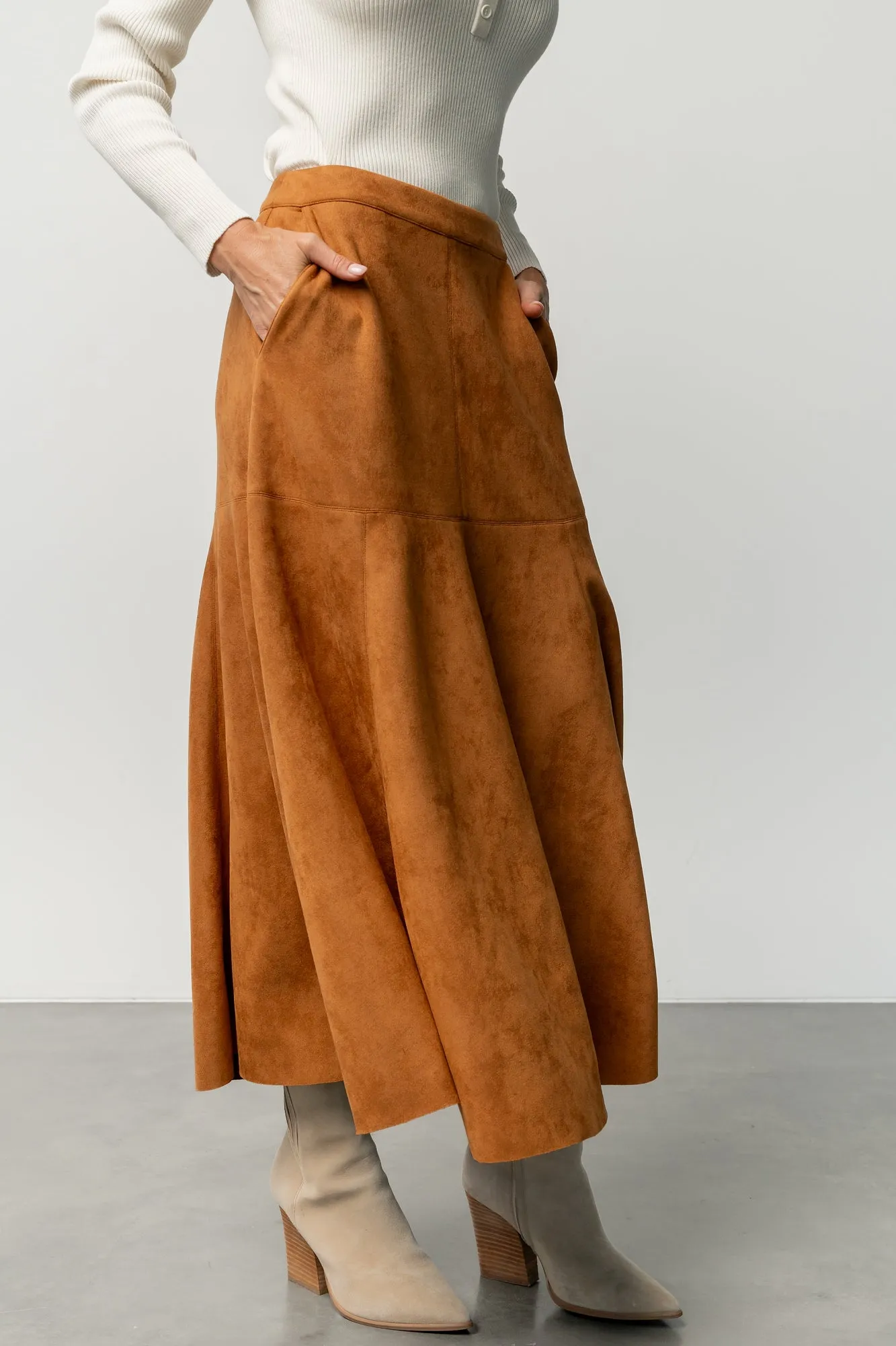 Tona Faux Suede Skirt | Camel sold by Baltic Born product image thumbnail 5