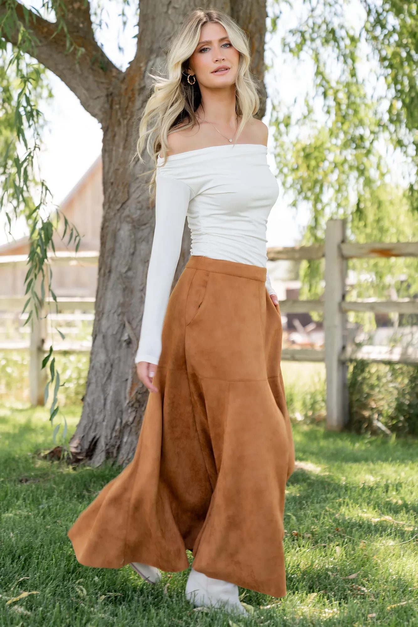 Tona Faux Suede Skirt | Camel sold by Baltic Born product image thumbnail 3