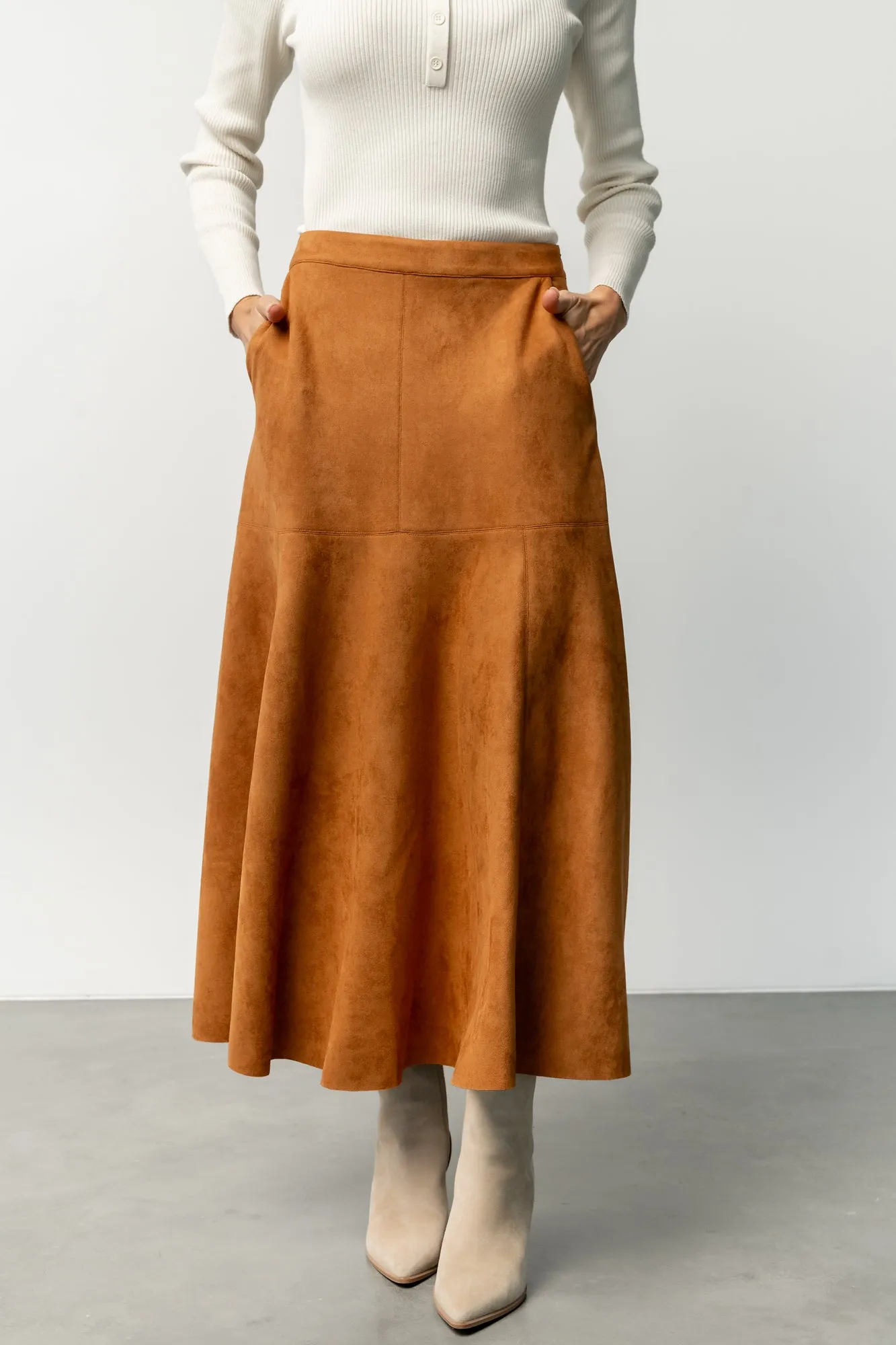 Tona Faux Suede Skirt | Camel sold by Baltic Born product image thumbnail 2