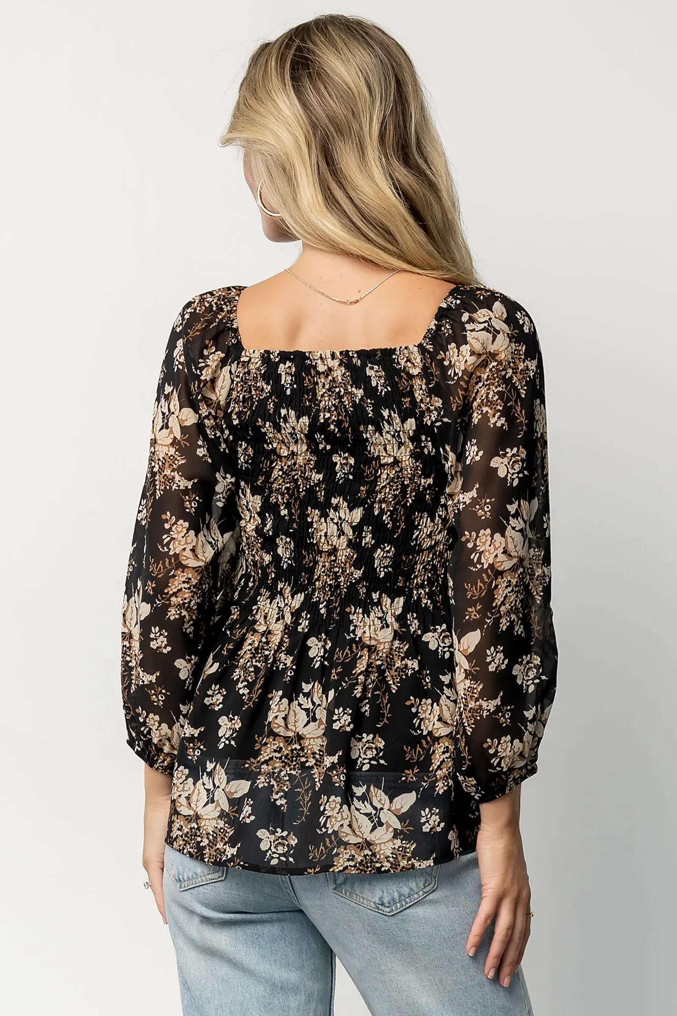 Fenna Smocked Top | Black Floral sold by Baltic Born product image thumbnail 4