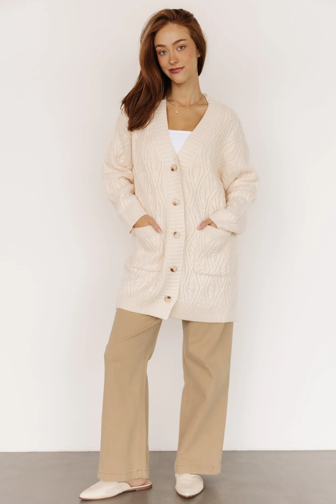Alberta Cable Knit Cardigan | Cream sold by Baltic Born product image thumbnail 2