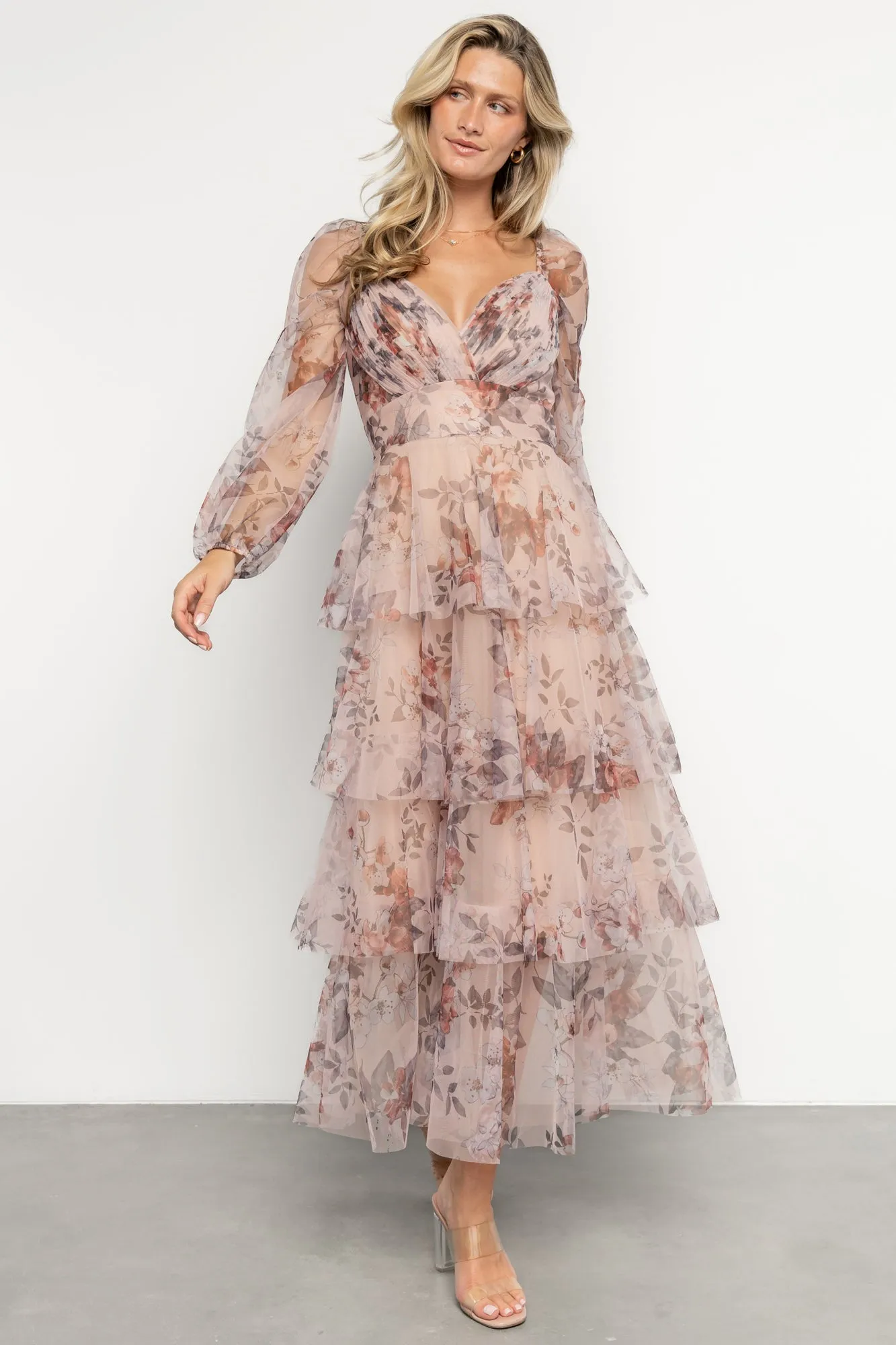 Tessa Tiered Maxi Dress | Pale Blush Floral sold by Baltic Born