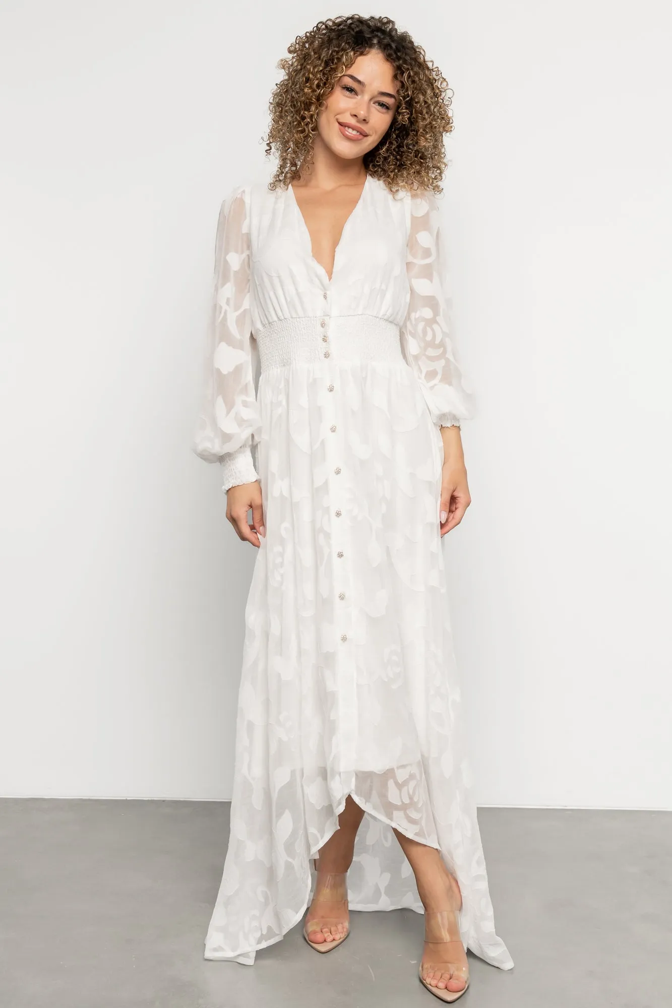 Daniella High Low Maxi Dress | White sold by Baltic Born