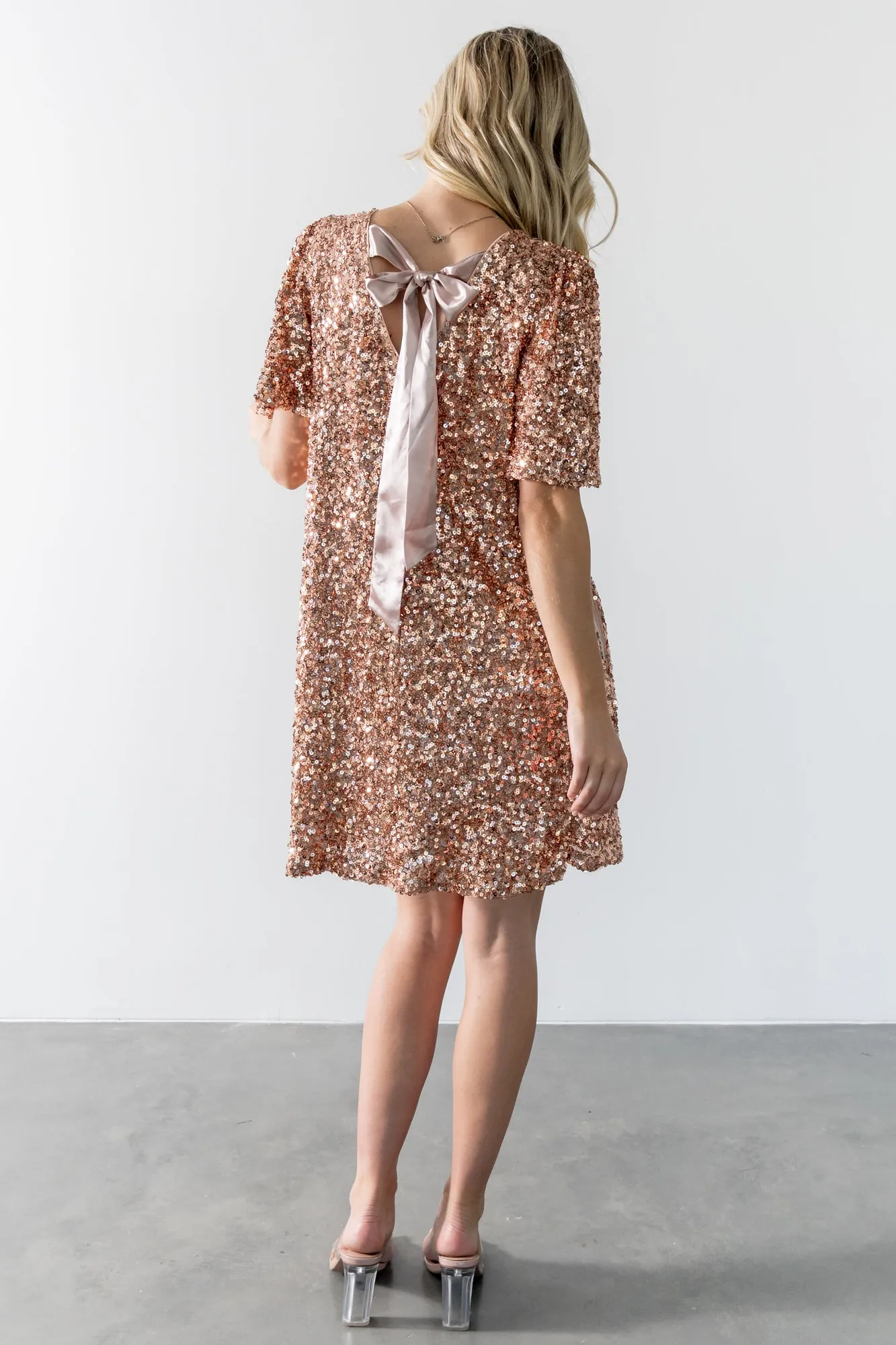 Asta Sequin Shift Dress | Rose Gold sold by Baltic Born product image thumbnail 2