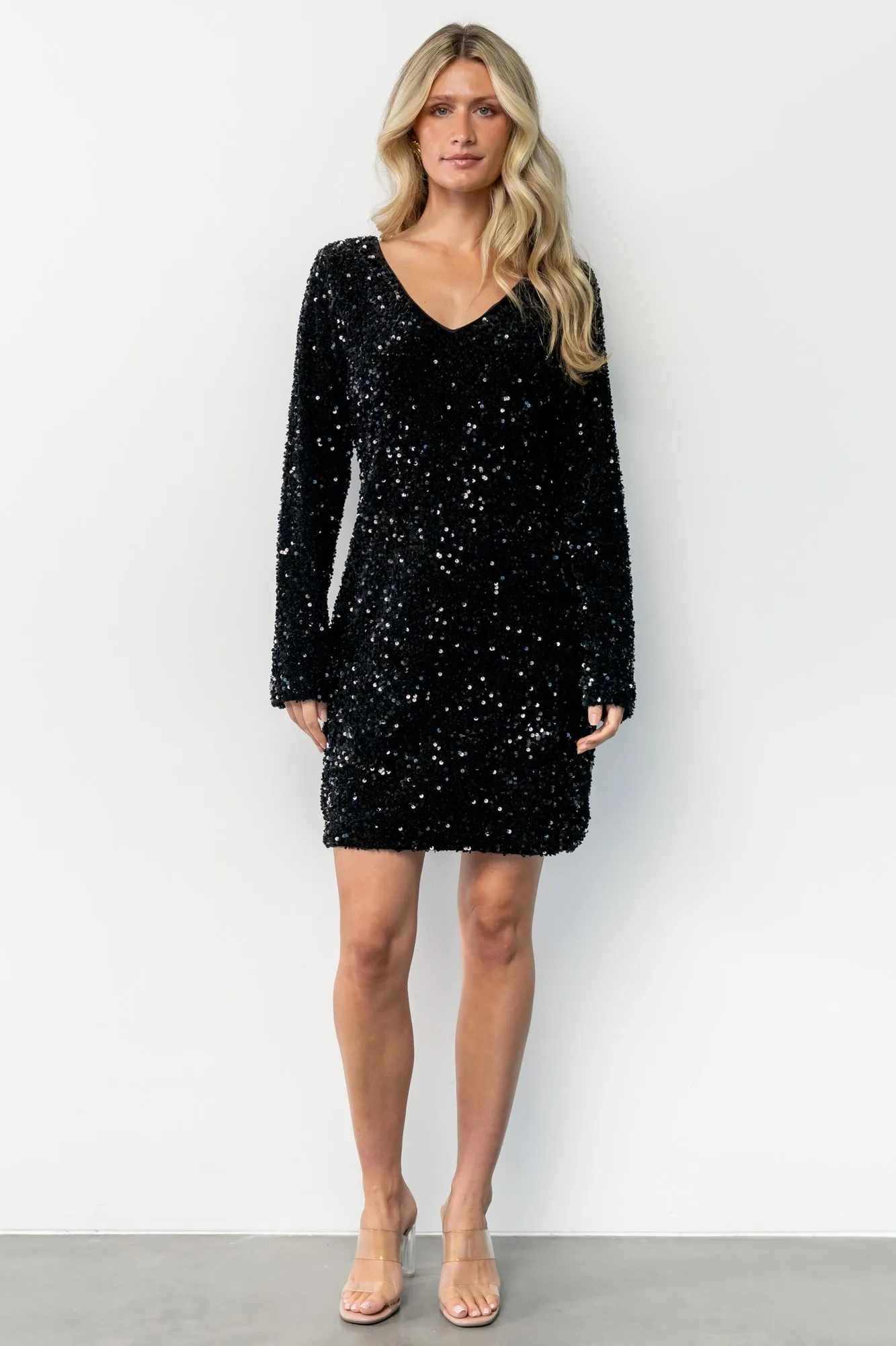 Mira Sequin Short Dress | Black sold by Baltic Born product image thumbnail 5