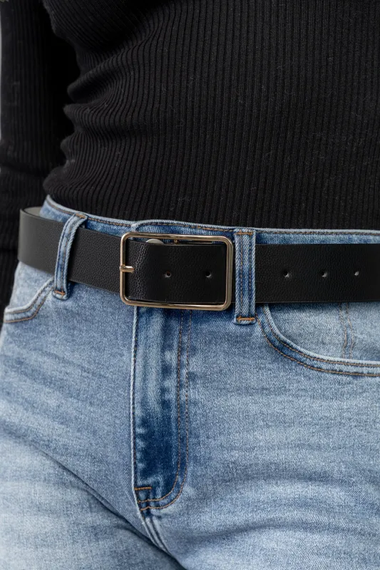Bruna Faux Leather Buckle Belt | Black sold by Baltic Born