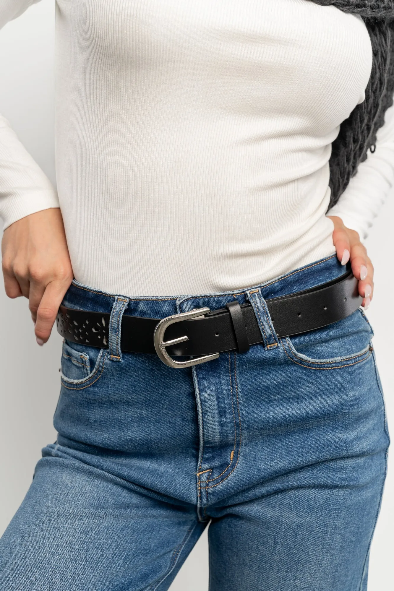 Harmony Floral Faux Leather Belt | Black sold by Baltic Born product image thumbnail 3