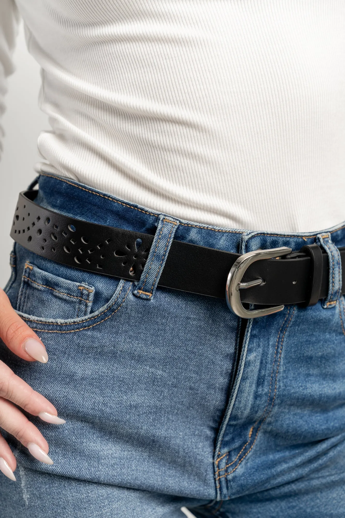 Harmony Floral Faux Leather Belt | Black sold by Baltic Born product image thumbnail 4