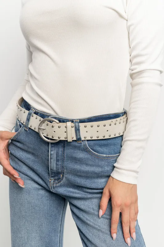 Harvey Metallic Faux Leather Belt | Greige made by Baltic Born