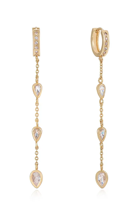 Bezel Crystal Huggie Dangle Earrings sold by Baltic Born