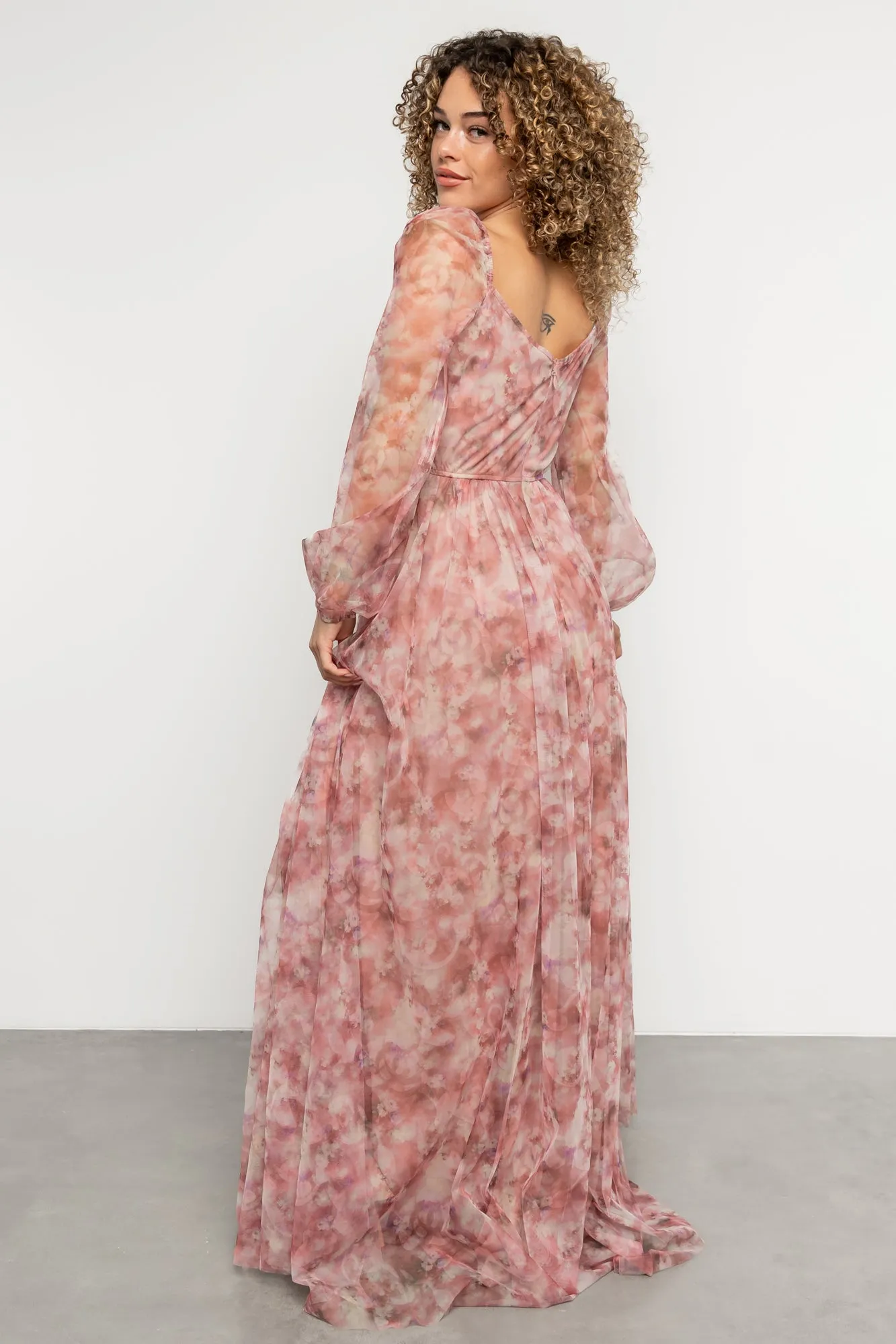 Katara Tulle Maxi Dress | Mauve Floral sold by Baltic Born product image thumbnail 3