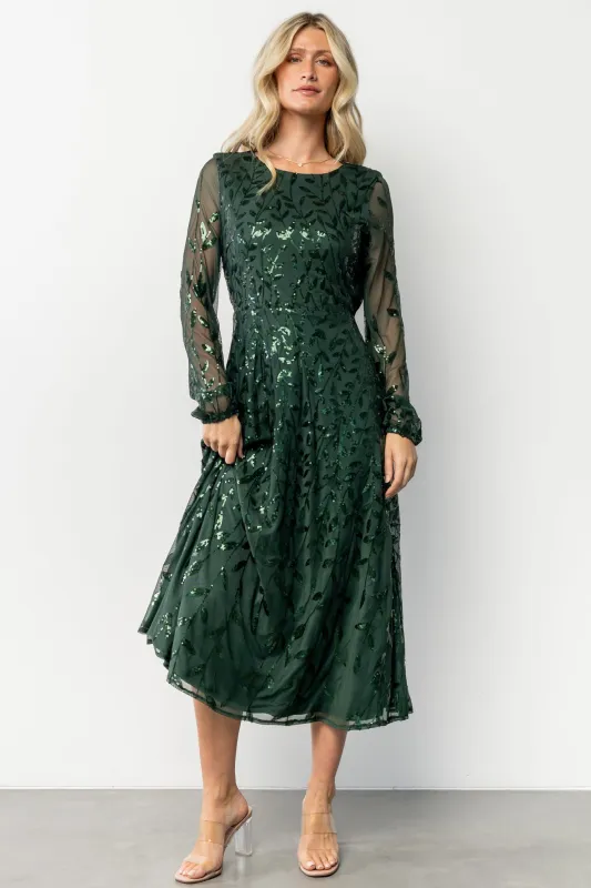 Kalla Sequin Midi Dress | Emerald sold by Baltic Born