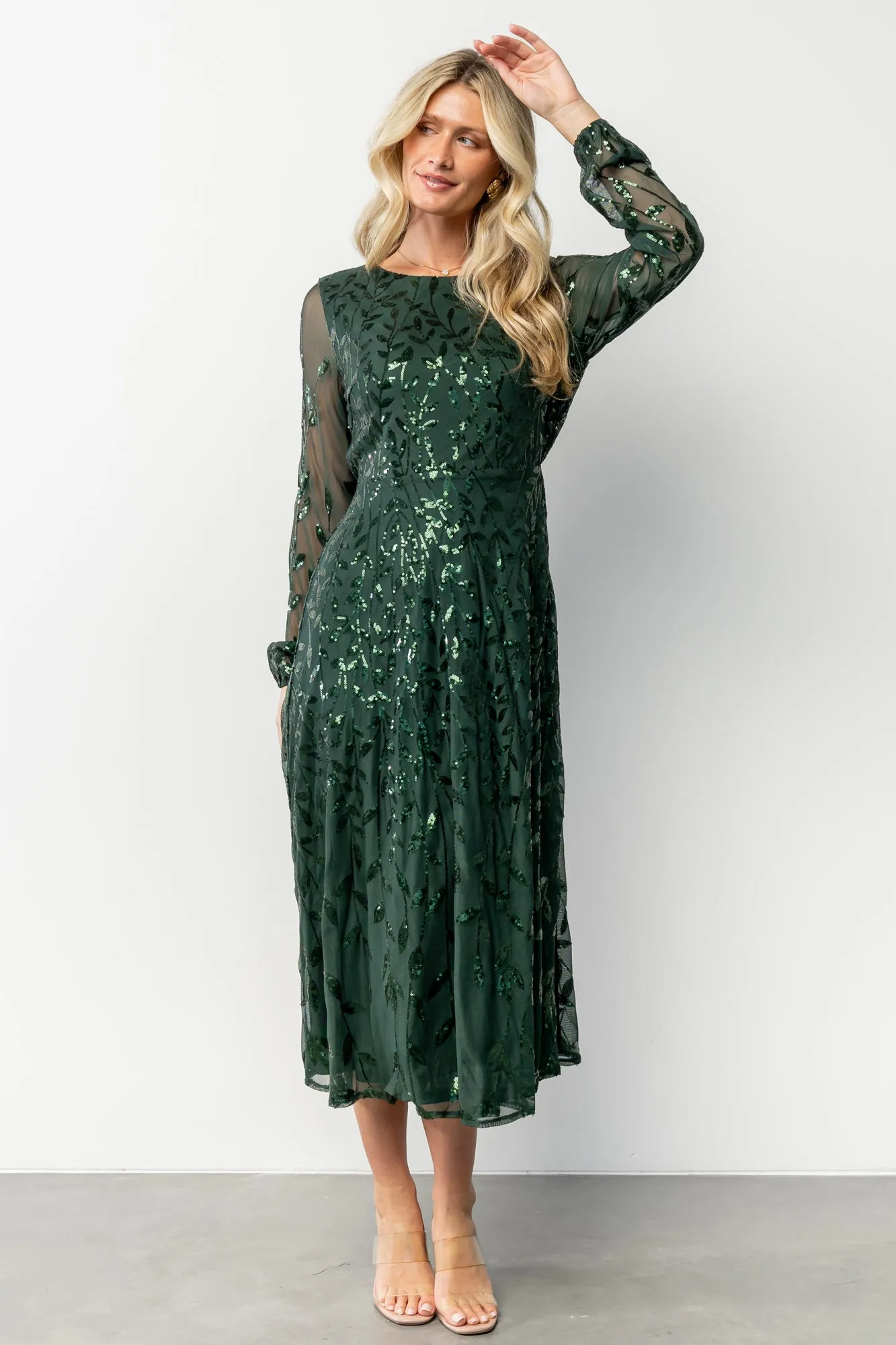 Kalla Sequin Midi Dress | Emerald sold by Baltic Born product image thumbnail 5