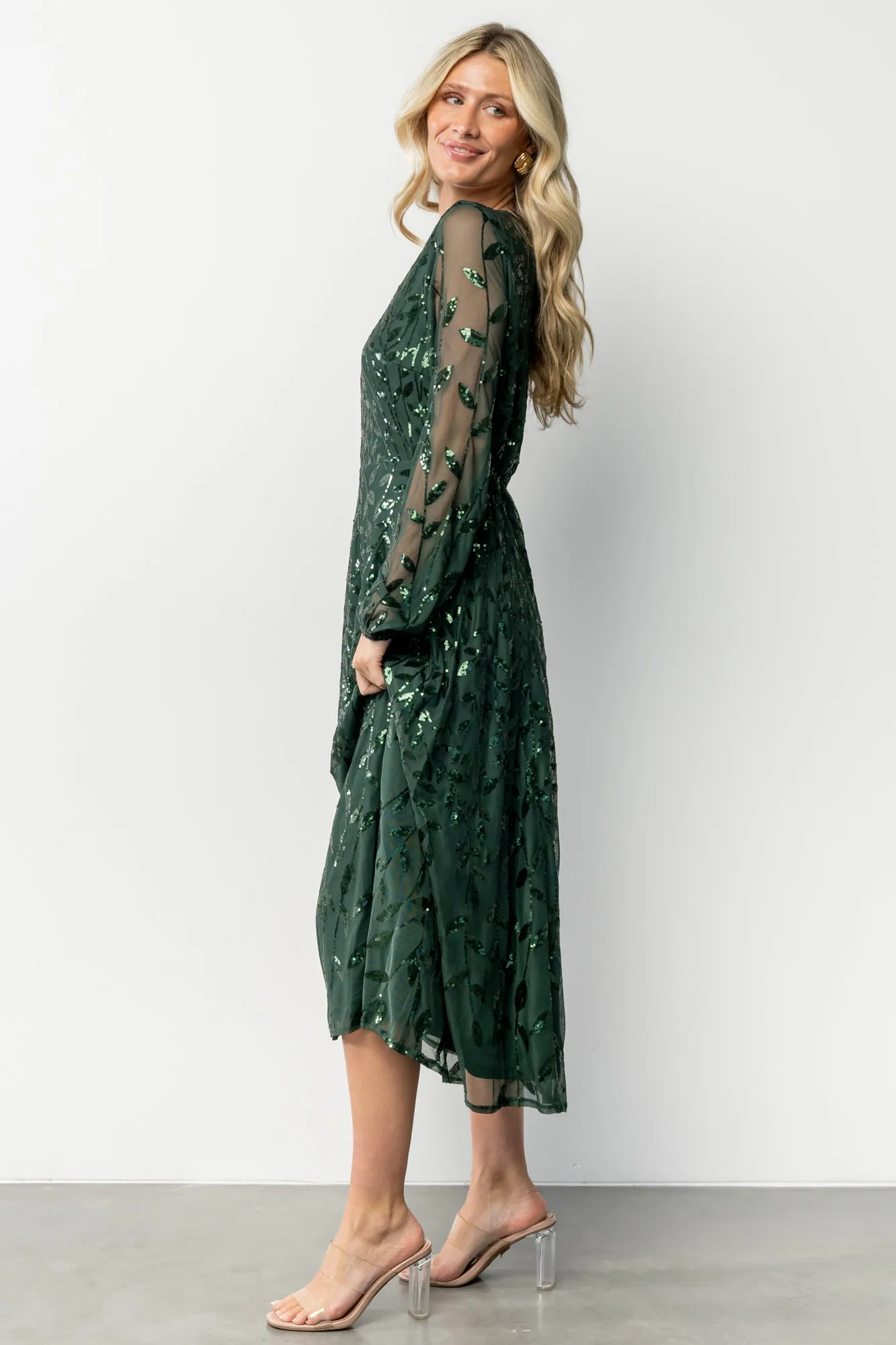 Kalla Sequin Midi Dress | Emerald sold by Baltic Born product image thumbnail 3