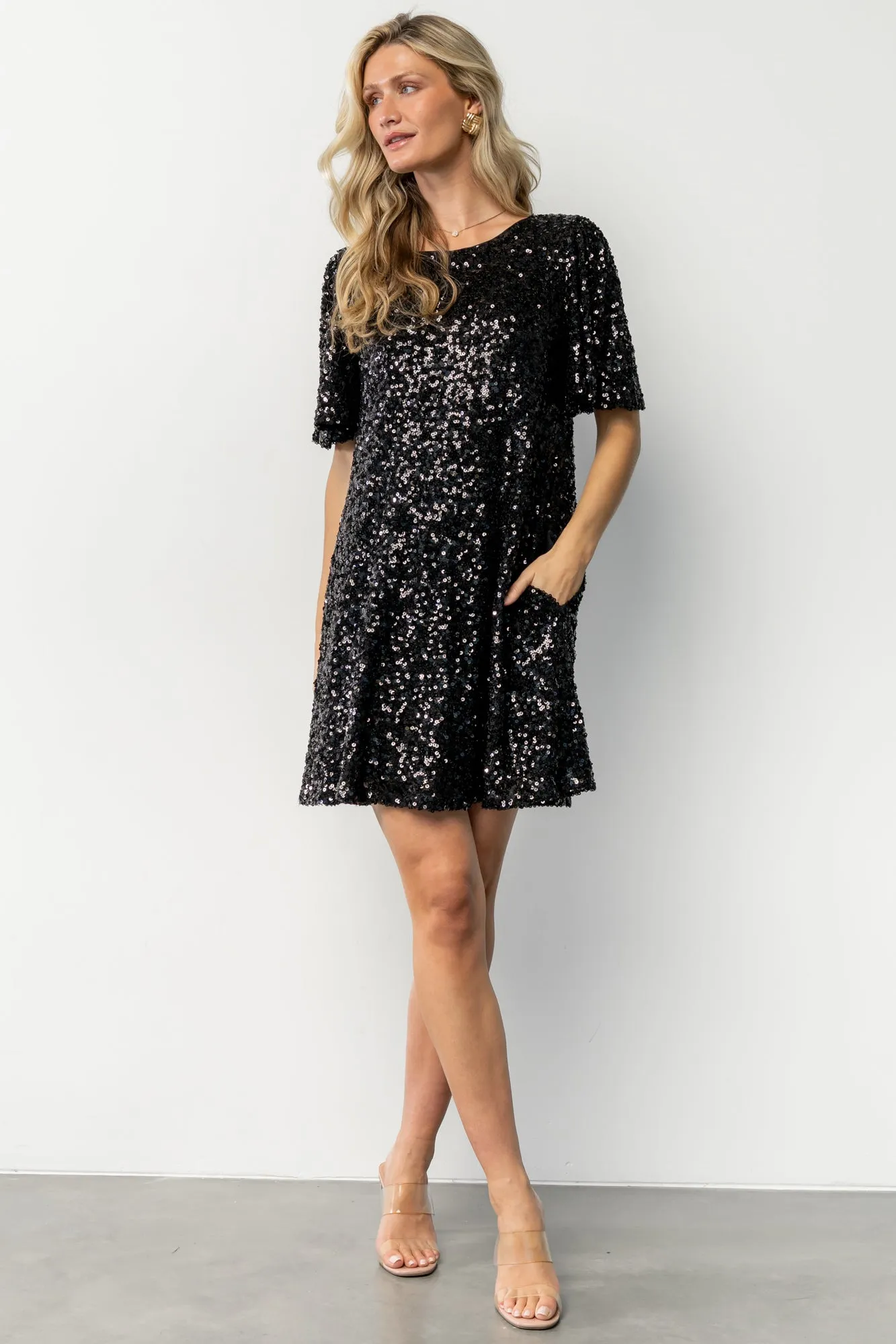Asta Sequin Shift Dress | Black sold by Baltic Born product image thumbnail 5