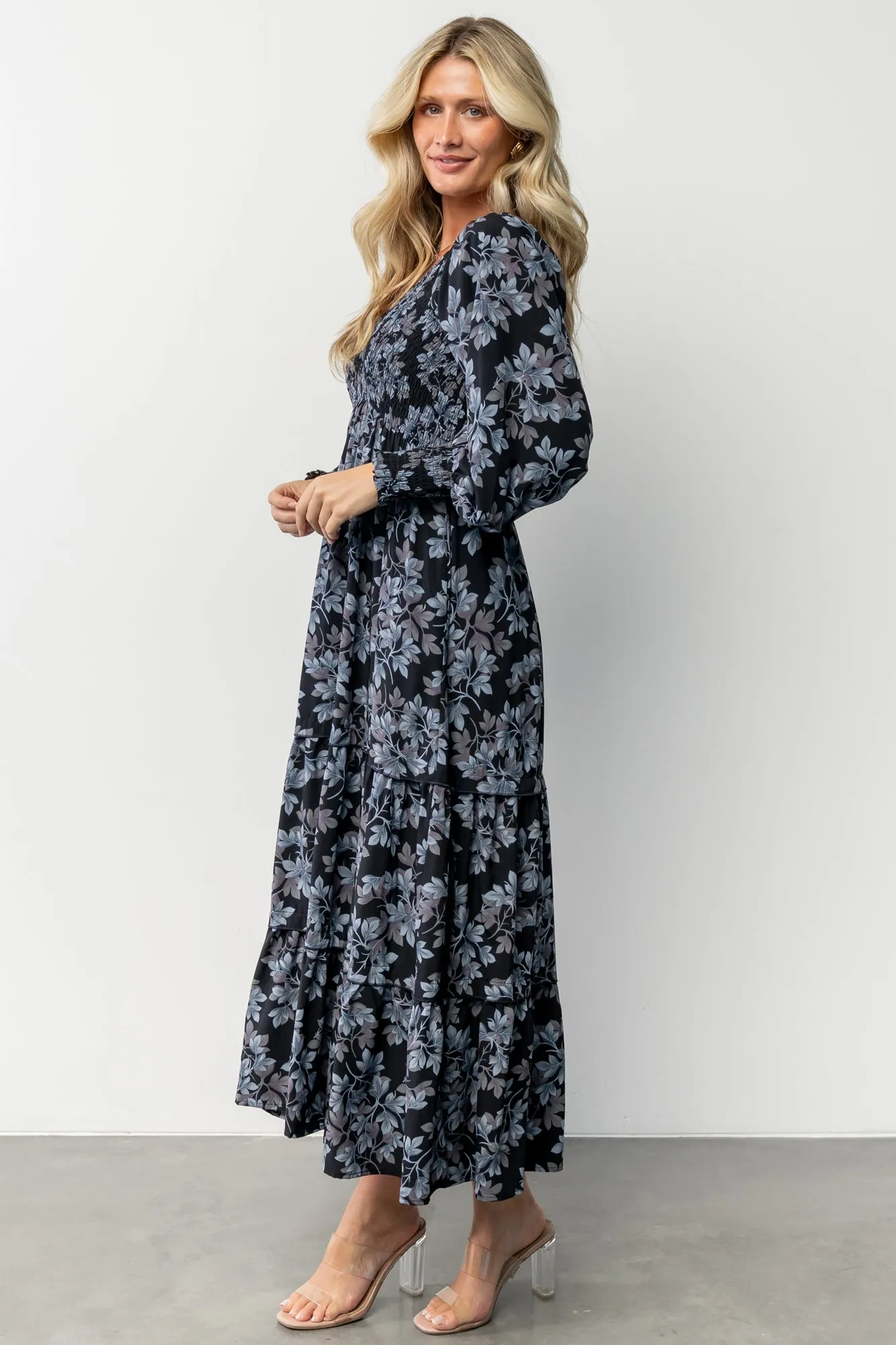 Rayna Smocked Dress | Midnight + Blue Floral sold by Baltic Born product image thumbnail 5