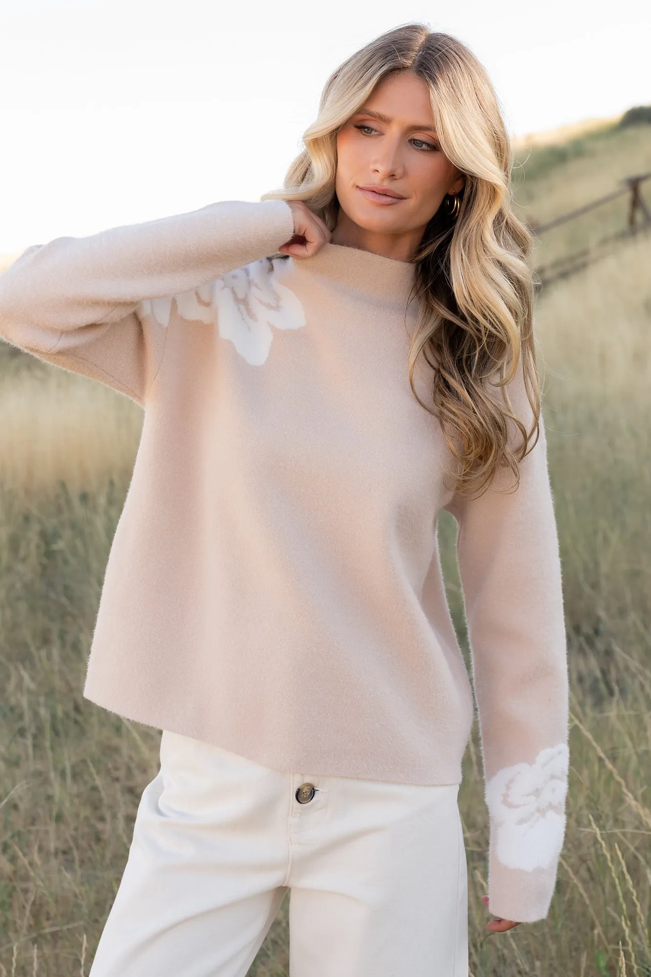 Oda Floral Sweater | Natural + Off White sold by Baltic Born product image thumbnail 5