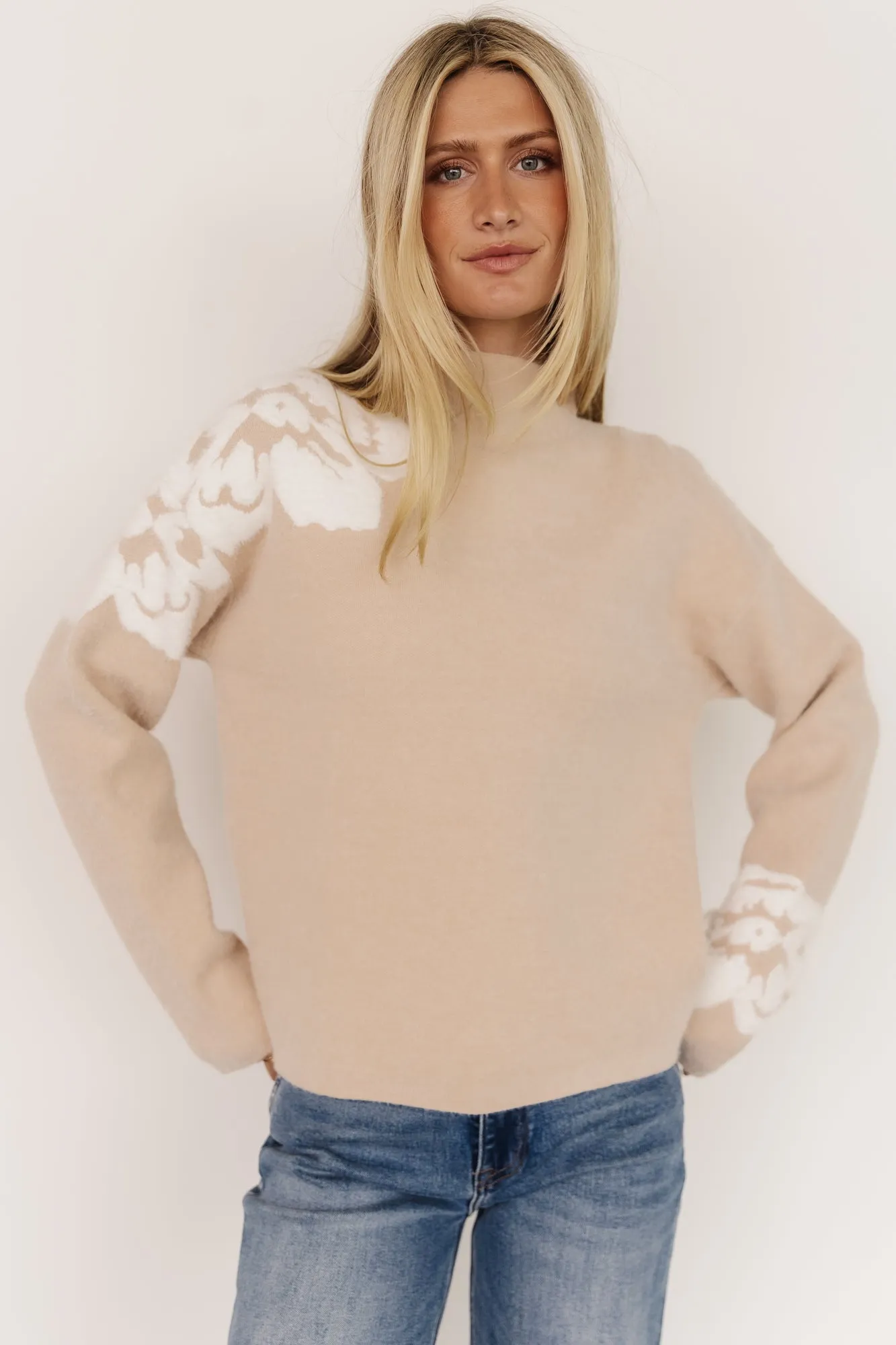 Oda Floral Sweater | Natural + Off White sold by Baltic Born product image thumbnail 2