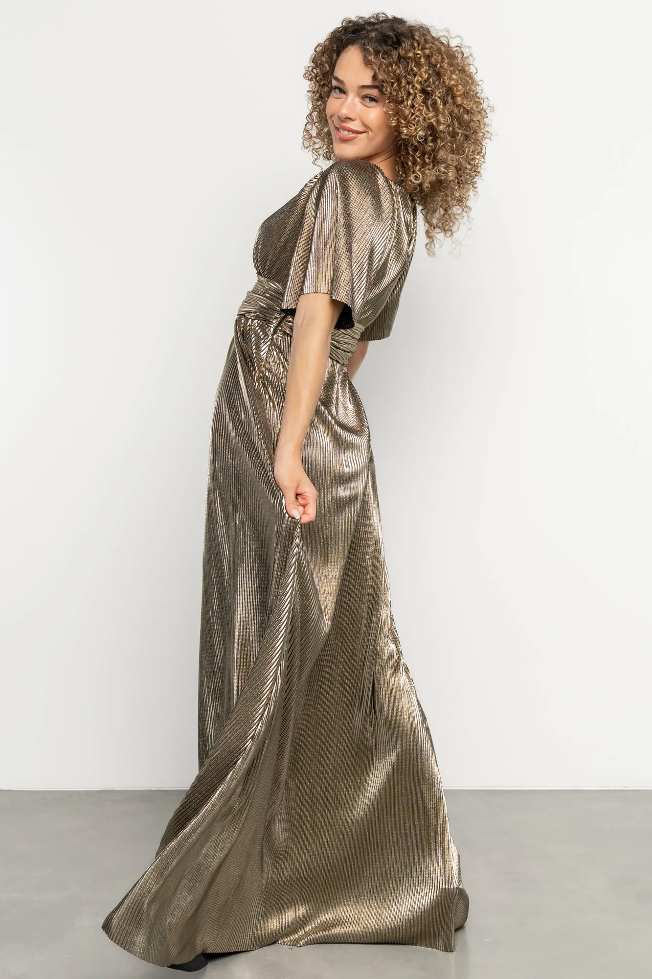 Venetian Pleated Gown | Gold sold by Baltic Born product image thumbnail 3