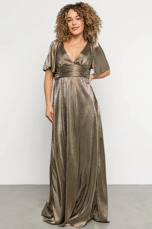 Venetian Pleated Gown | Gold sold by Baltic Born