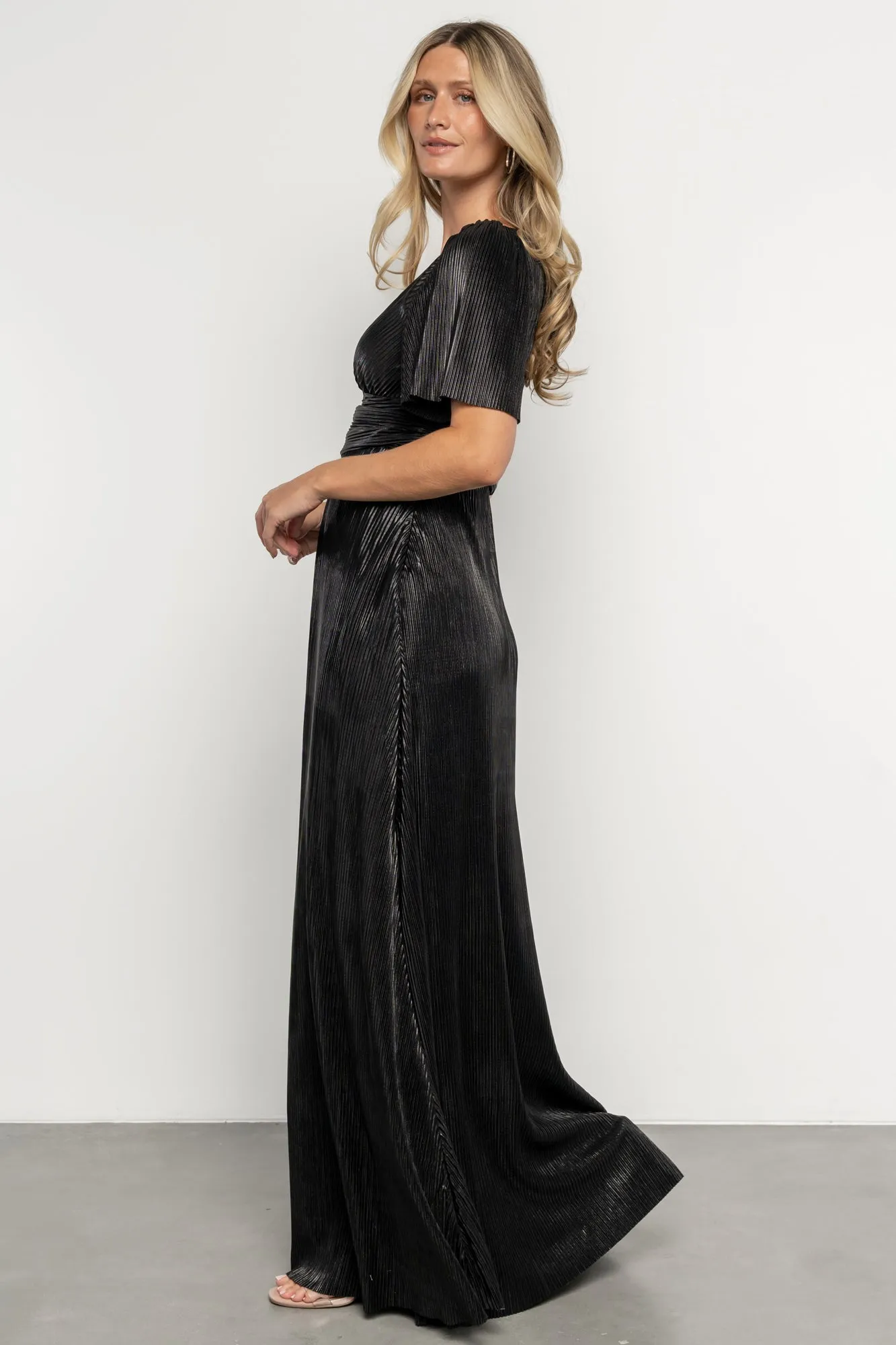 Venetian Pleated Gown | Black sold by Baltic Born product image thumbnail 3