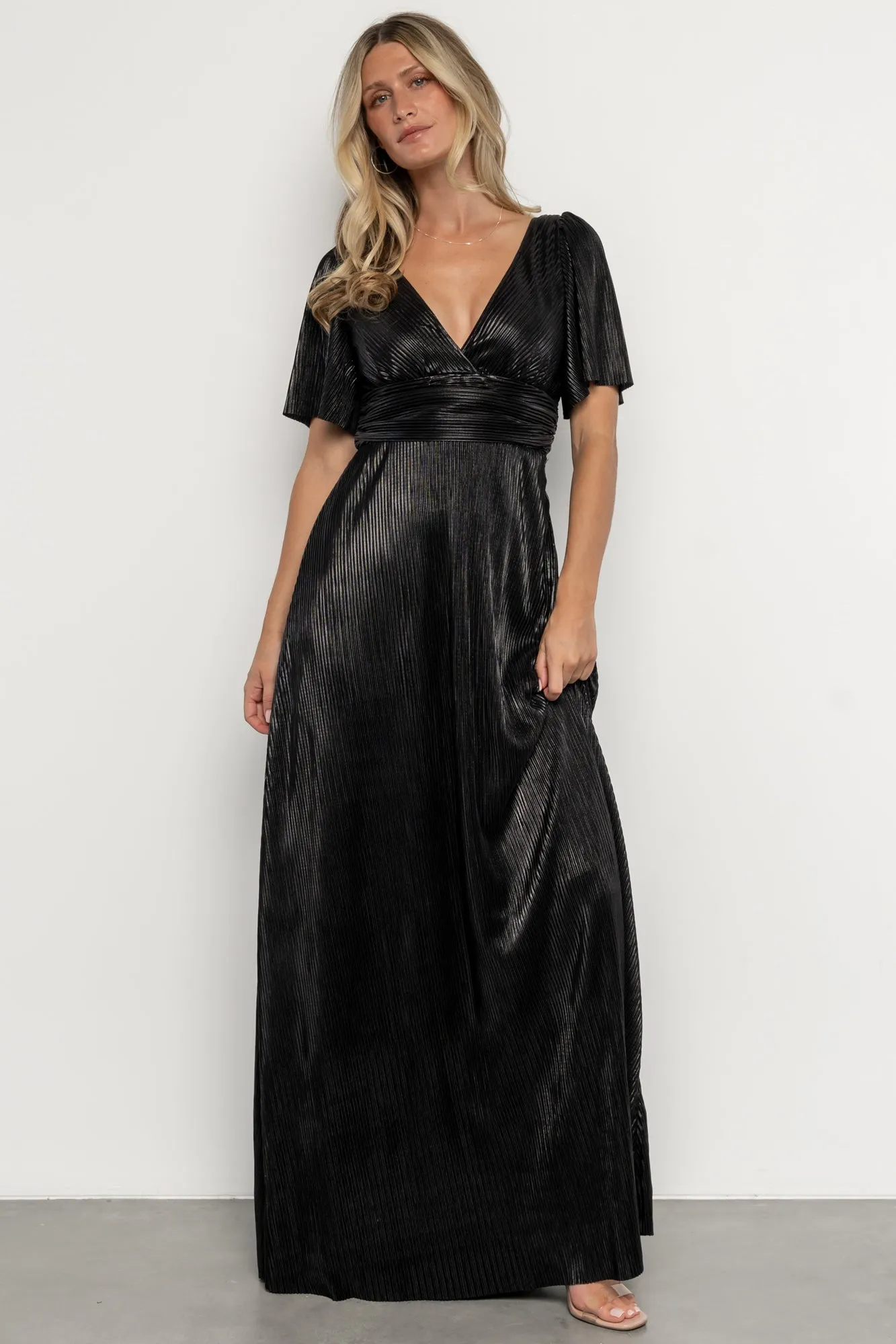 Venetian Pleated Gown | Black sold by Baltic Born