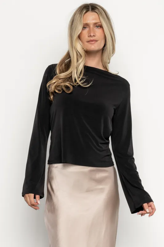 Tasia Drape Back Top | Black made by Baltic Born