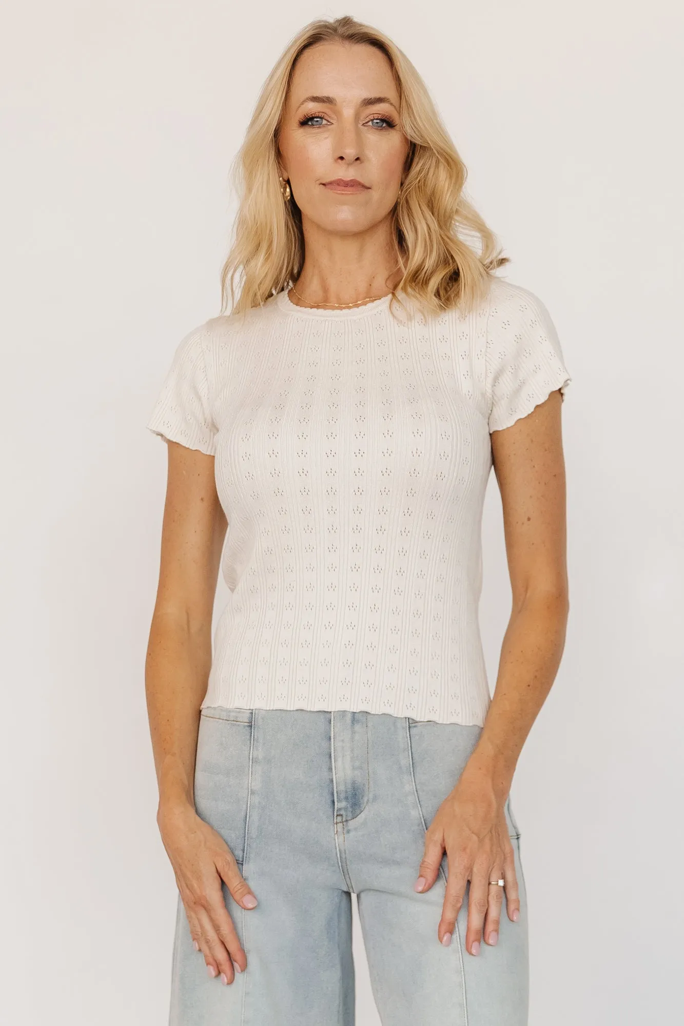 Penny Pointelle Top | Ivory sold by Baltic Born product image thumbnail 2