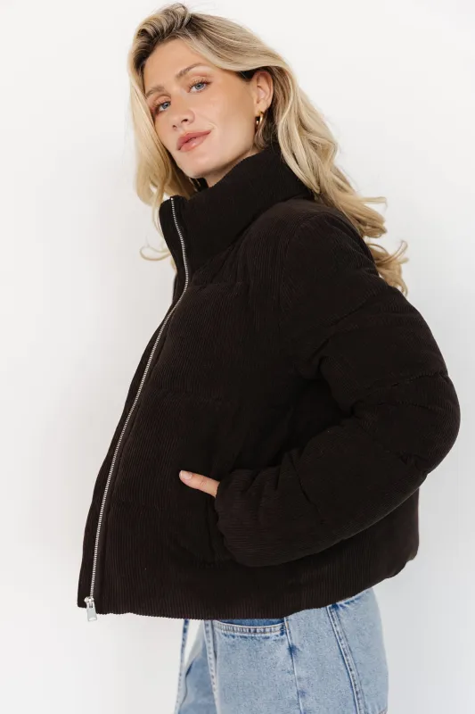 Holden Corduroy Puffer Jacket | Dark Brown sold by Baltic Born