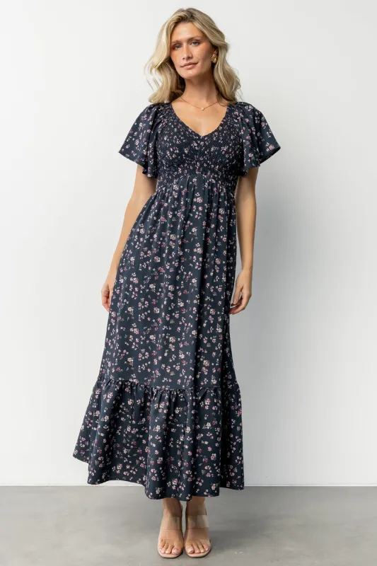 Jerah Smocked Dress | Midnight Floral sold by Baltic Born