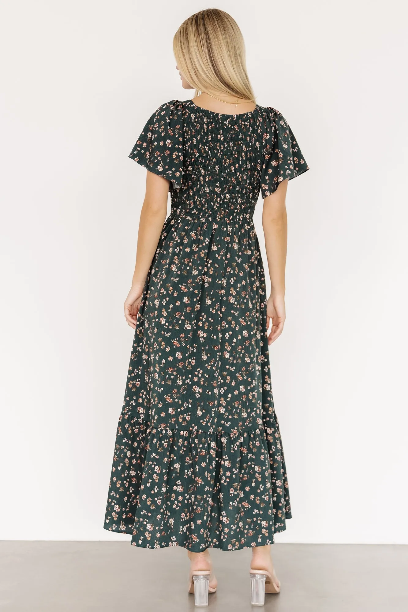 Jerah Smocked Dress | Deep Jade Floral sold by Baltic Born product image thumbnail 4