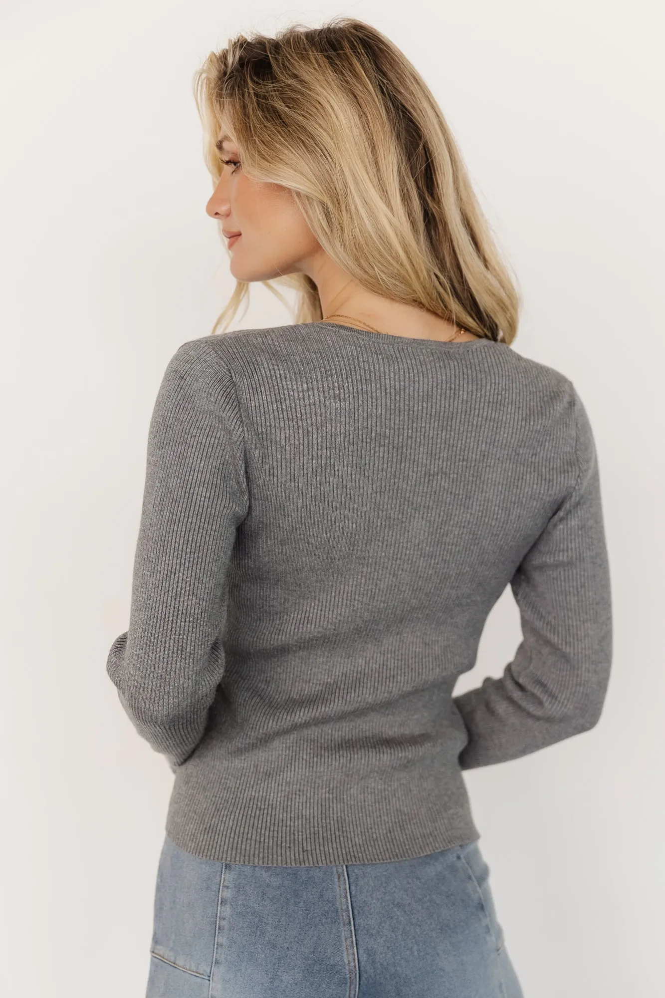 Leo Ribbed Henley Top | Gray sold by Baltic Born product image thumbnail 4