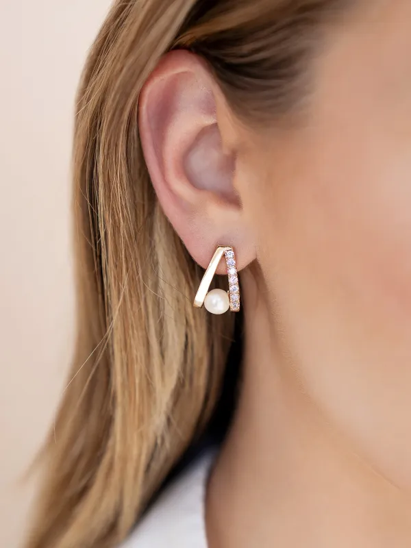 Pavé and Pearl Earrings sold by Baltic Born