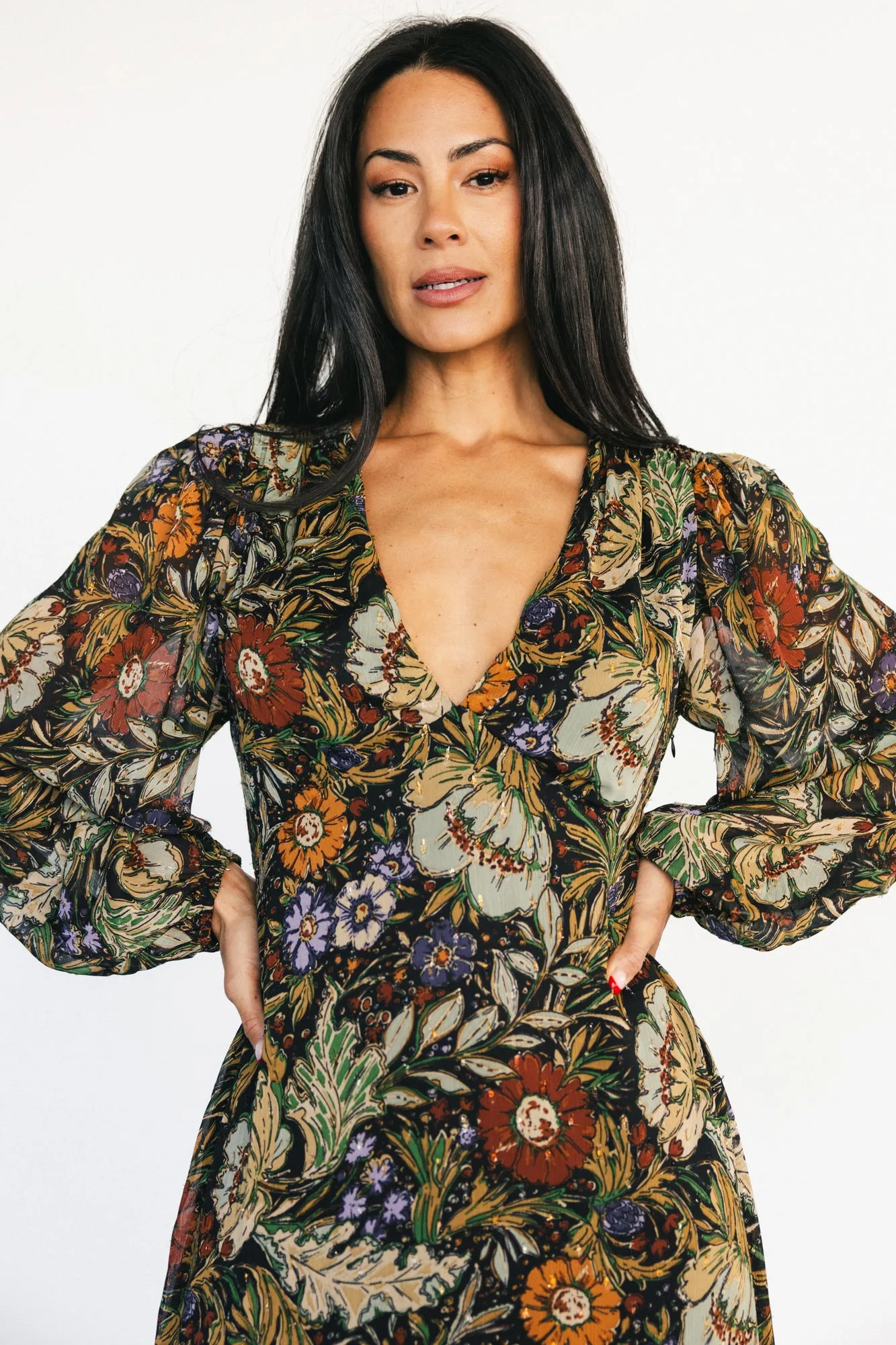Bowman Deep V Maxi Dress | Multi Floral sold by Baltic Born product image thumbnail 2