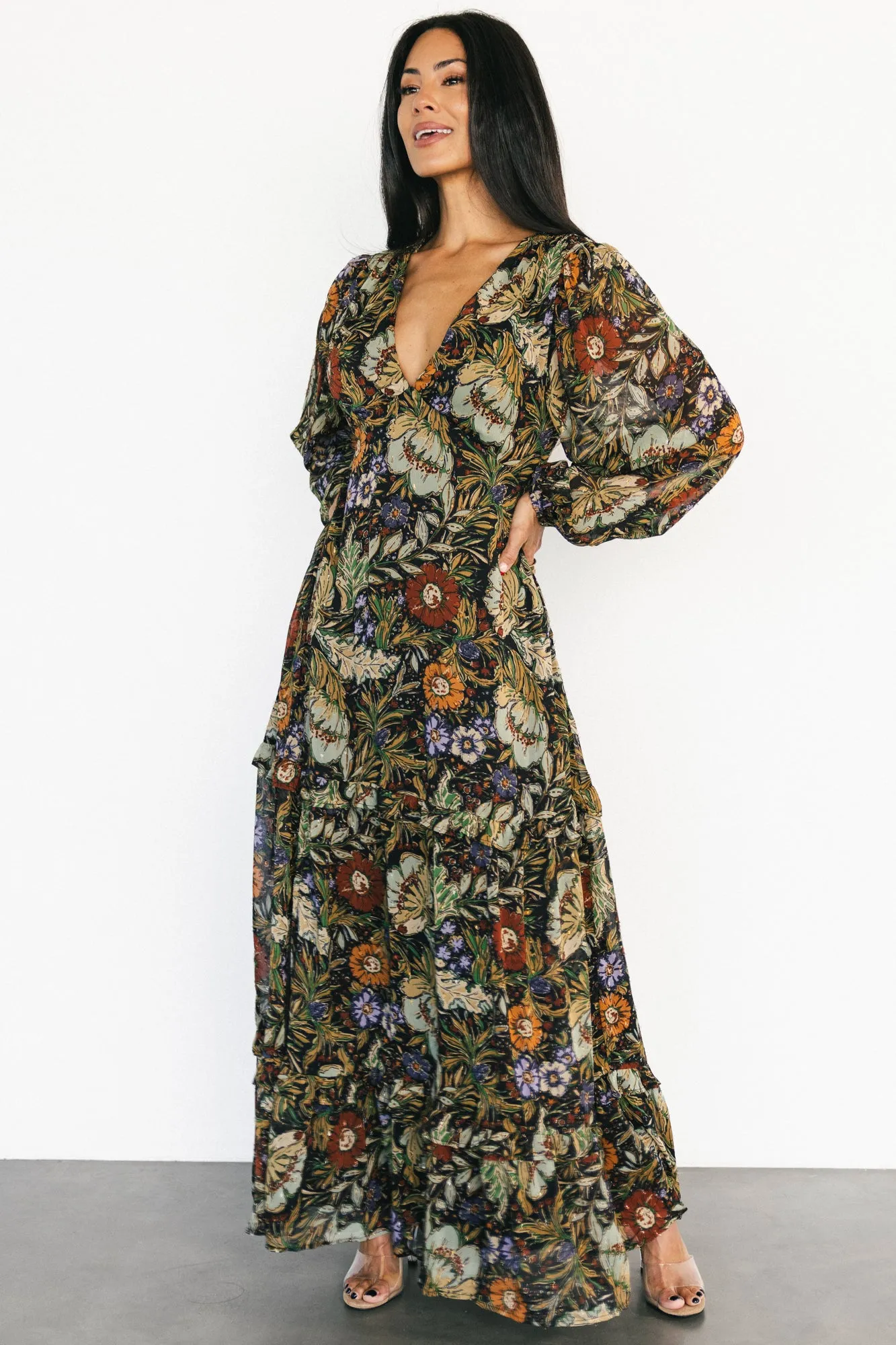 Bowman Deep V Maxi Dress | Multi Floral sold by Baltic Born product image thumbnail 5