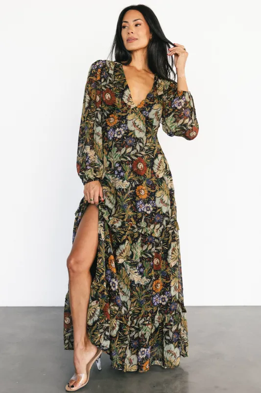 Bowman Deep V Maxi Dress | Multi Floral sold by Baltic Born