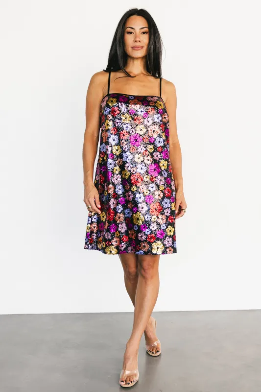 Malia Sequin Mini Dress | Black Multi sold by Baltic Born