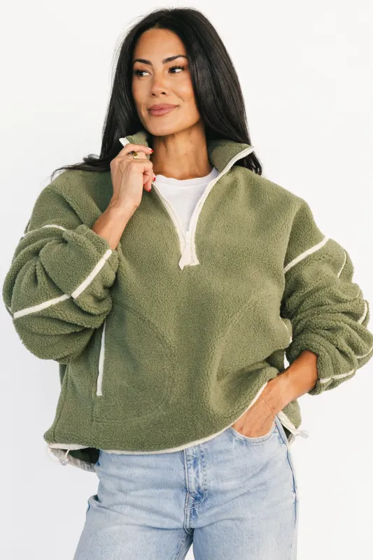 Holly Half Zip Pullover | Dark Sage sold by Baltic Born
