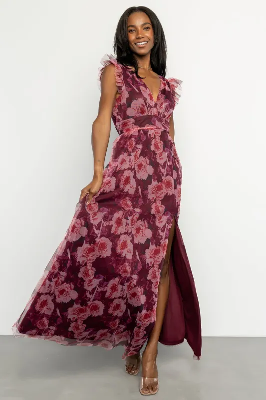 Adelyn Maxi Dress | Wine Floral sold by Baltic Born