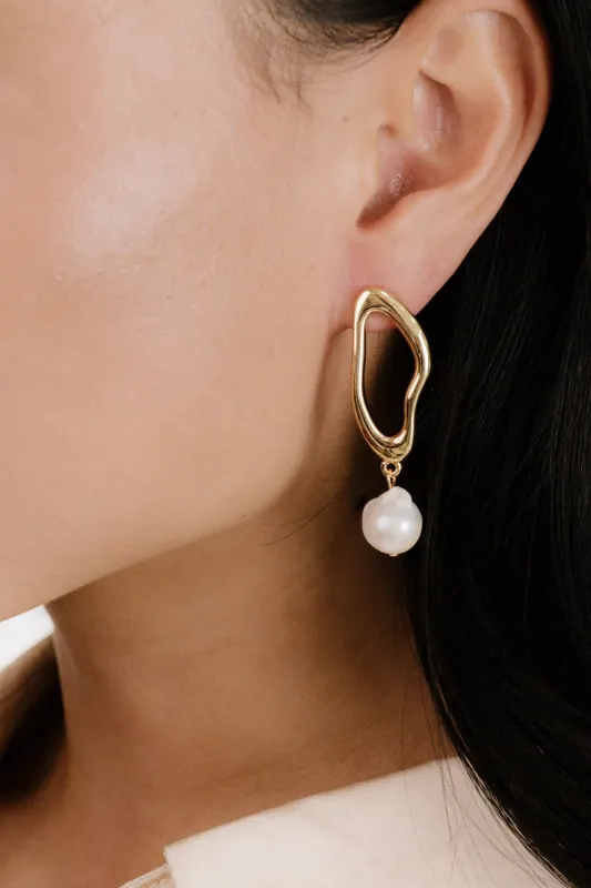 Open Circle Freshwater Pearl Earrings sold by Baltic Born