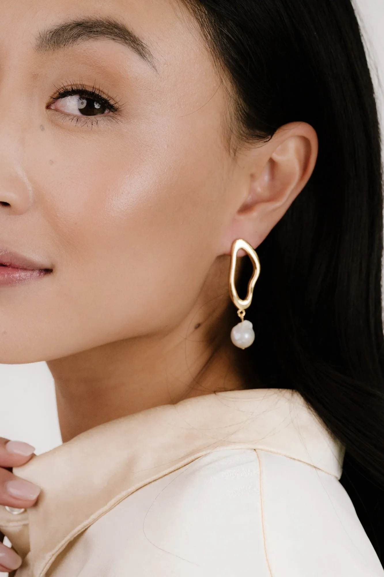 Open Circle Freshwater Pearl Earrings sold by Baltic Born product image thumbnail 5