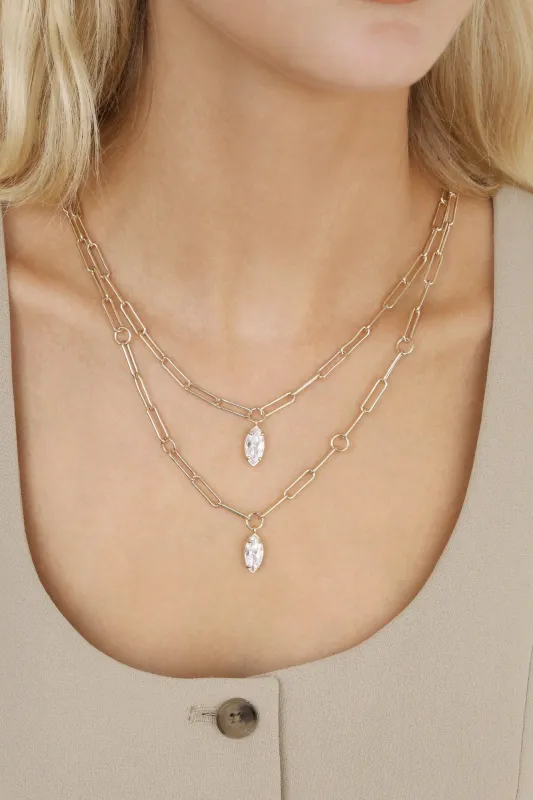 Double Layered Crystal Pendant Necklace sold by Baltic Born