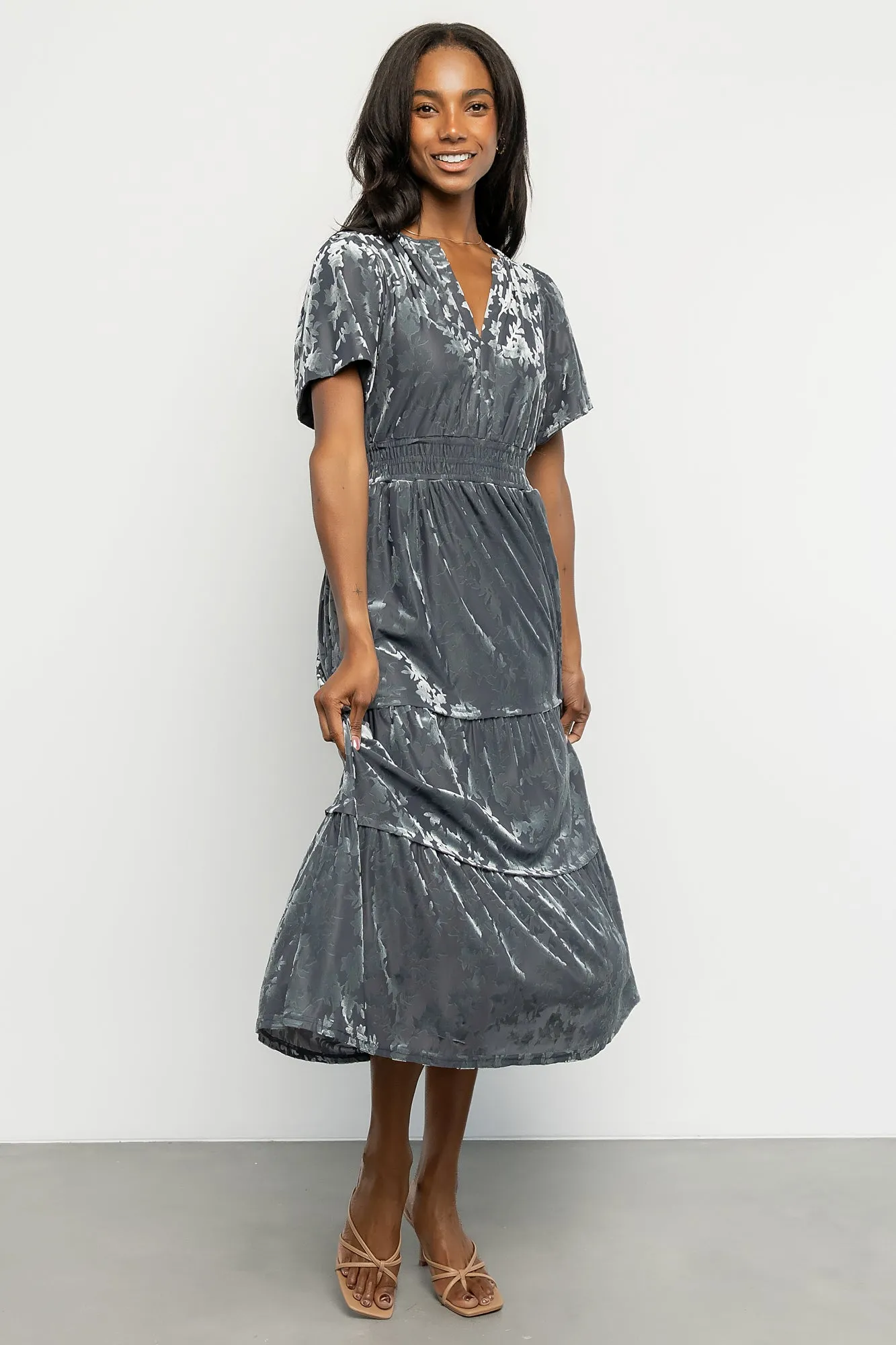 Bronwyn Velvet Dress | Dusty Blue sold by Baltic Born product image thumbnail 5