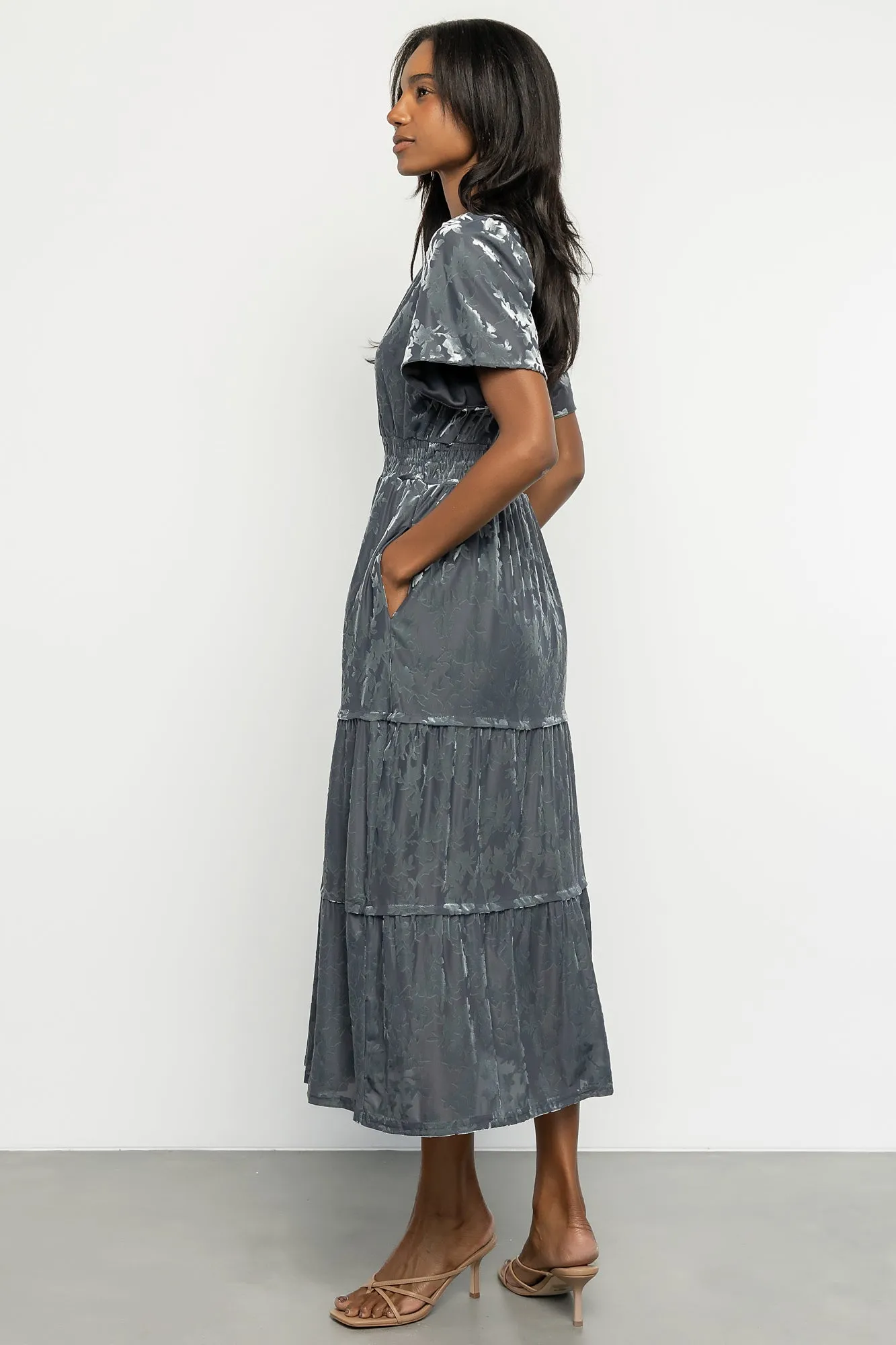 Bronwyn Velvet Dress | Dusty Blue sold by Baltic Born product image thumbnail 3